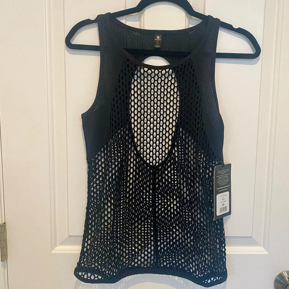 90 Degree by Reflex Black Mesh Fishnet Tank Top‎ Size XS, keyhole back - Picture 1 of 3